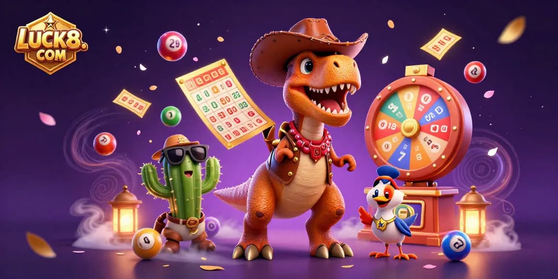 Engage with dynamic gameplay at LUCK8. COM featuring a colorful casino scene with exciting elements.