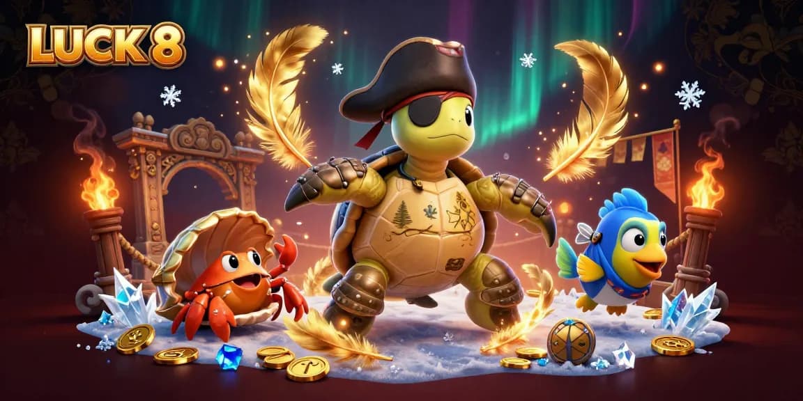 Experience the thrill of LUCK 8 with a vibrant underwater casino adventure featuring playful characters and treasures.