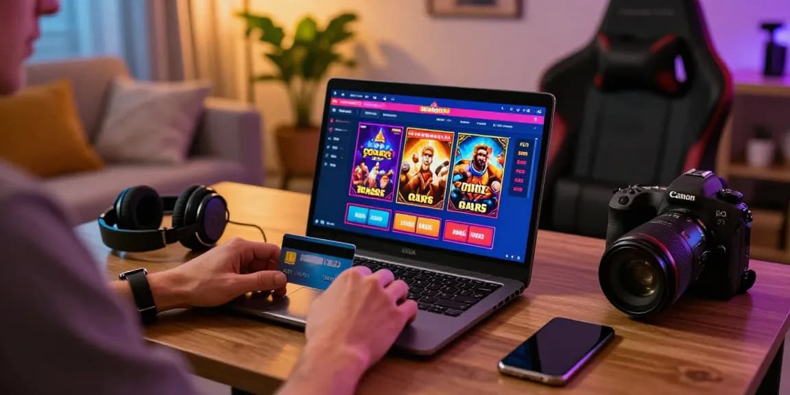 scoarch.org.uk highlights new credit card casinos with vibrant online gambling scene featuring player enjoying a modern casino experience