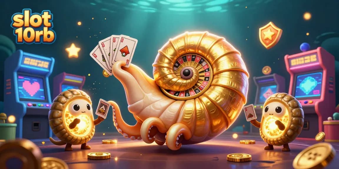 Experience exciting wins with slot 10rb in a vibrant, colorful 3D casino scene.