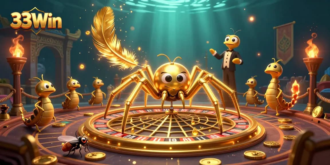 Engage in thrilling bets at 33Win, where a golden spider spins the roulette web of fortune.