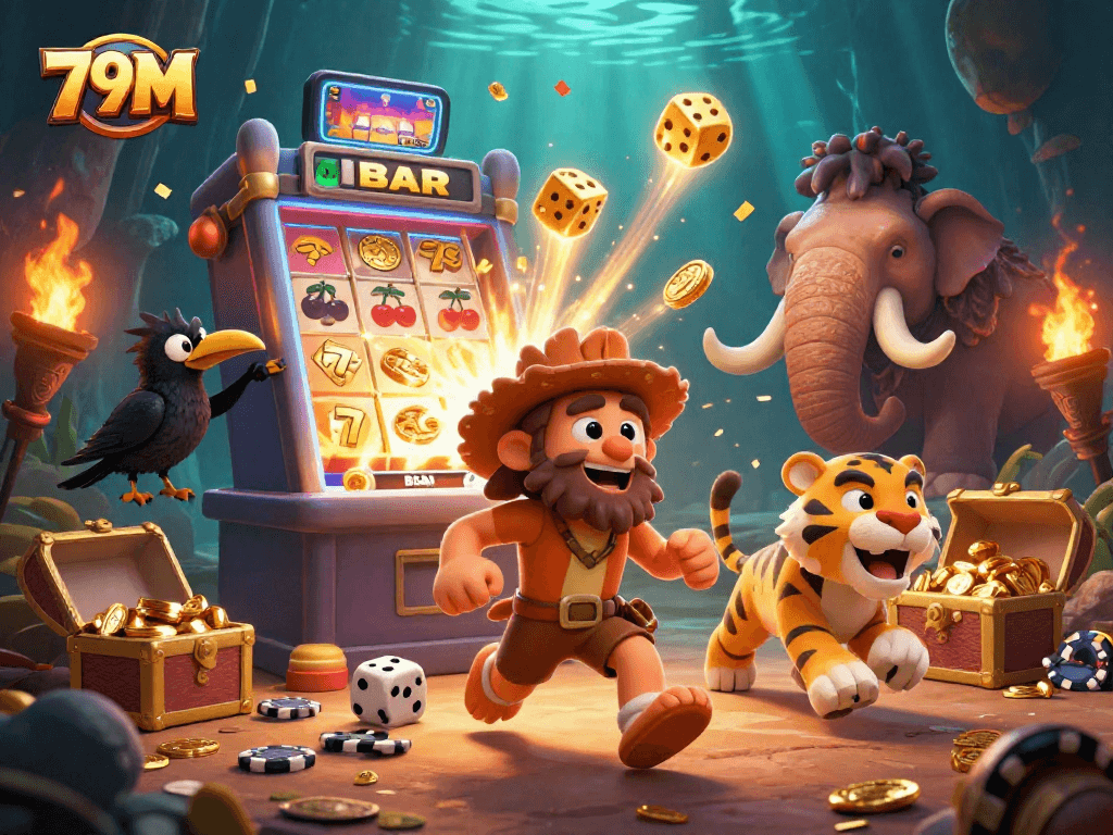 Jogando no emocionante cassino 79M com personagens cativantes e uma explosão de jackpots.
