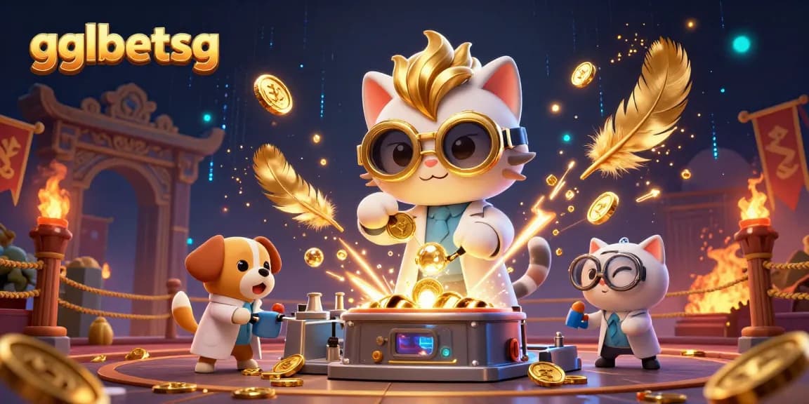gglbetsg showcases an exhilarating esports betting scene with a mad scientist cat and lab assistant dog.