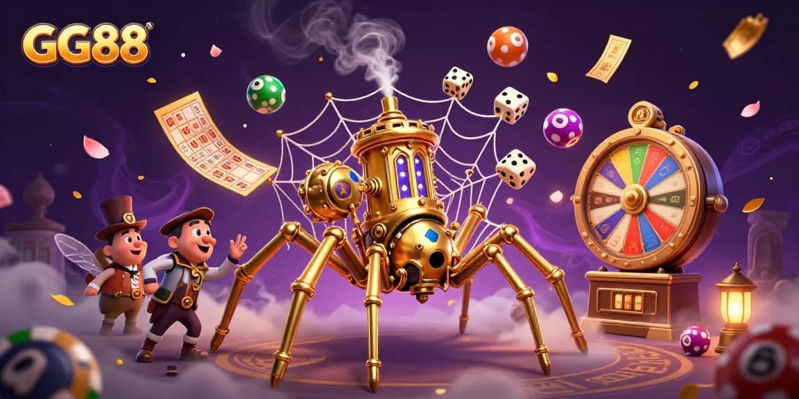 Engage in thrilling gameplay with GG88's lively 3D illustration featuring colorful lottery elements.