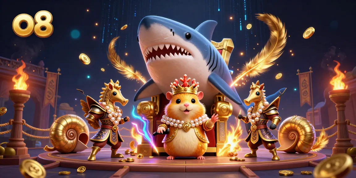 Bet big on o8 with a fierce hamster king, royal guards, and treasures in an epic casino scene.
