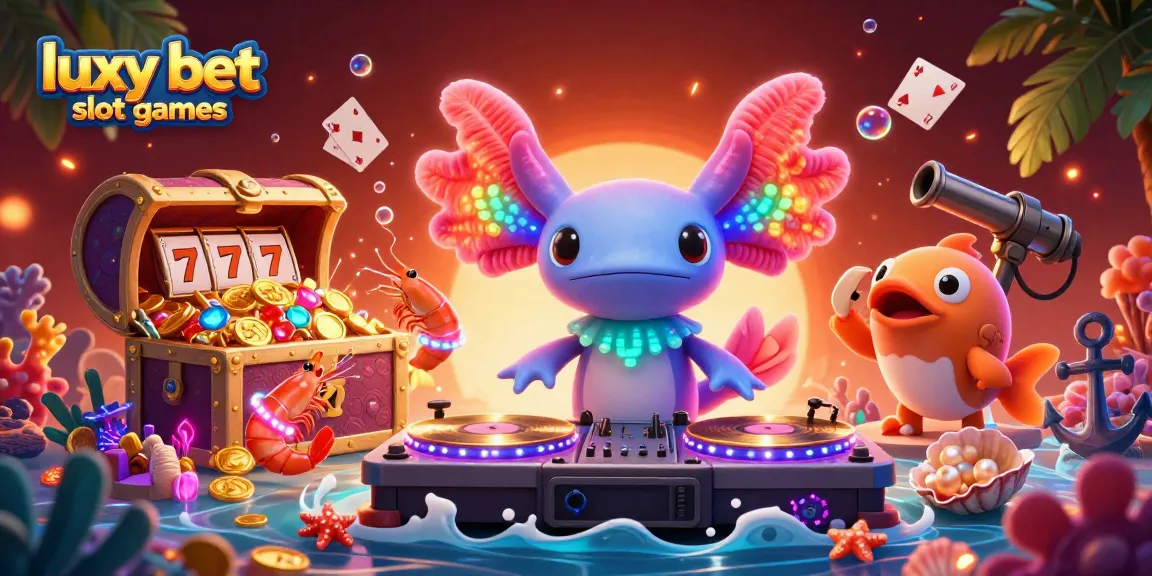 Experience luxy bet slot games with vibrant underwater action featuring a DJ axolotl and treasure chests.