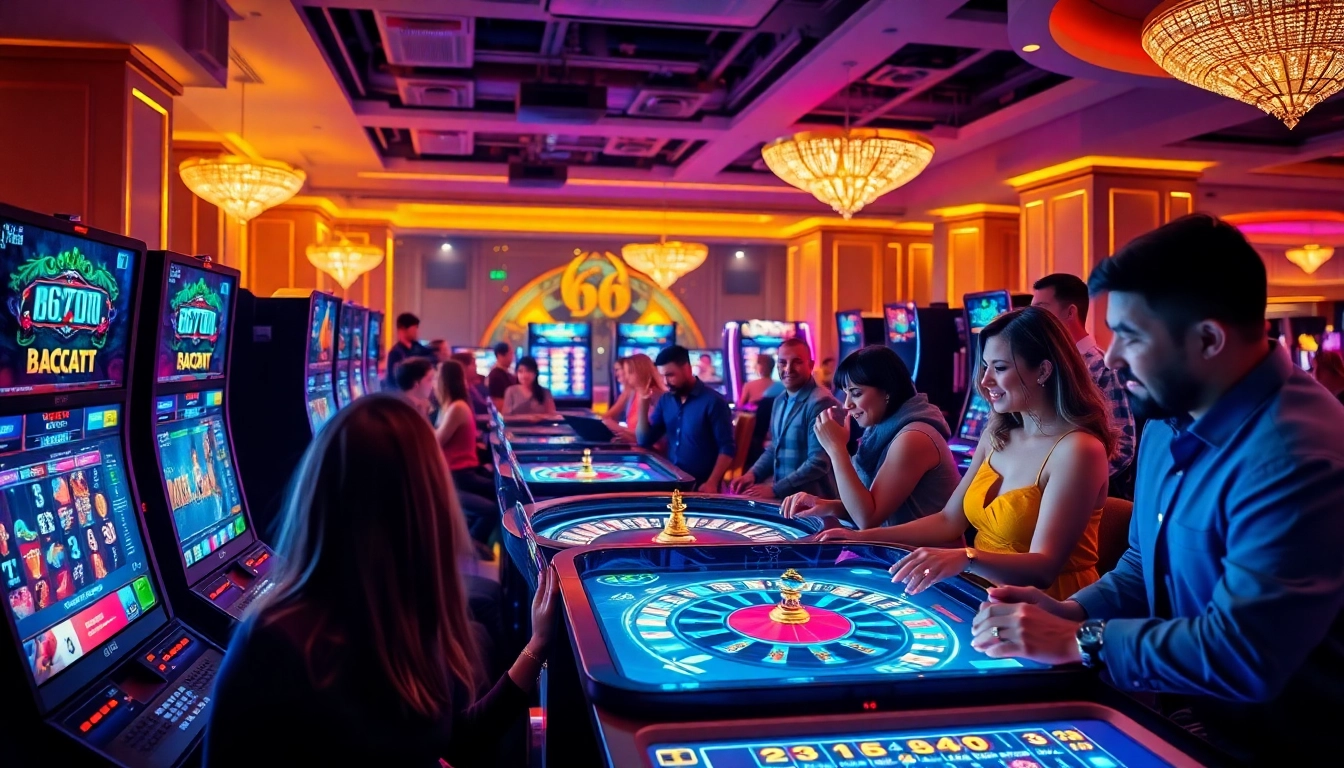 Engaged players enjoying games at the 66 club with vibrant lighting and modern gaming interfaces.