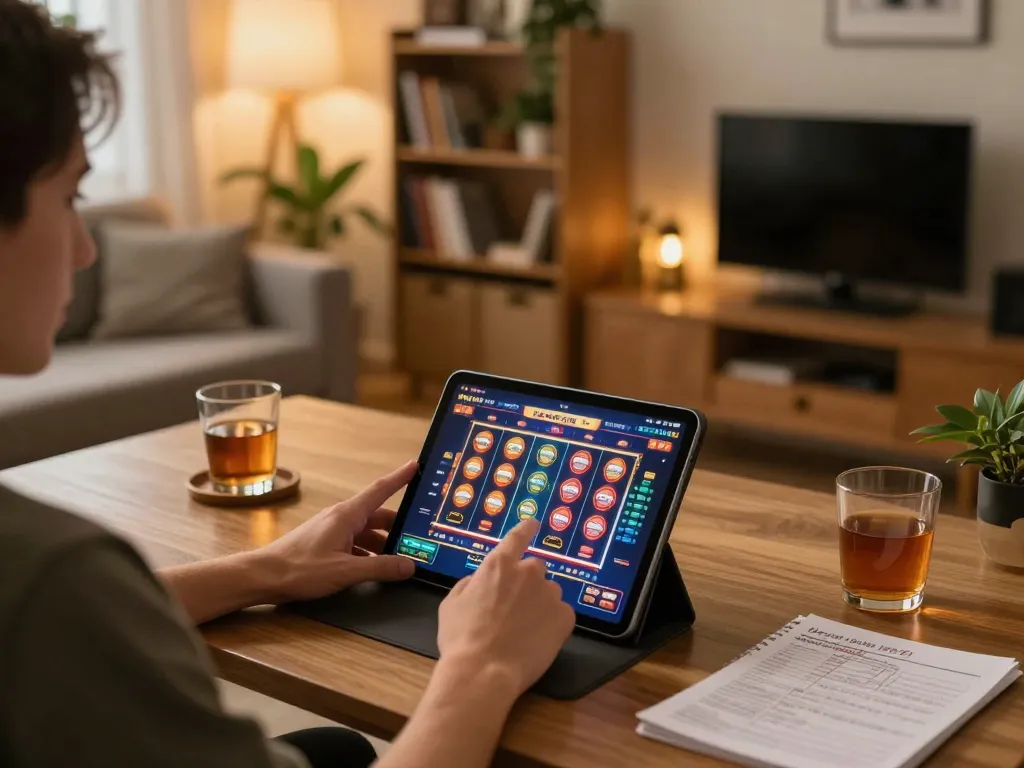C168 player engaging in online gaming at home with tablet displaying dynamic games.