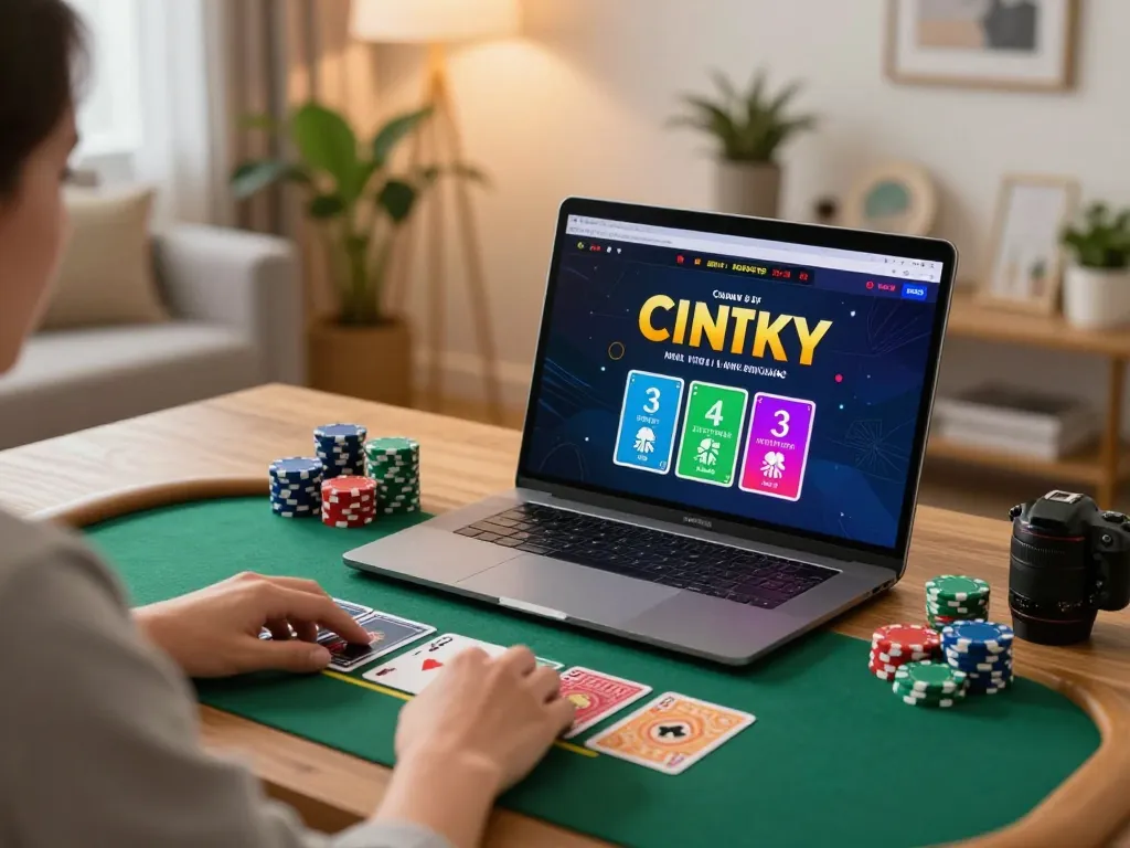 Engaging online gaming moment with LGOGOAL blackjack hand displayed on laptop, showcasing strategy and fun