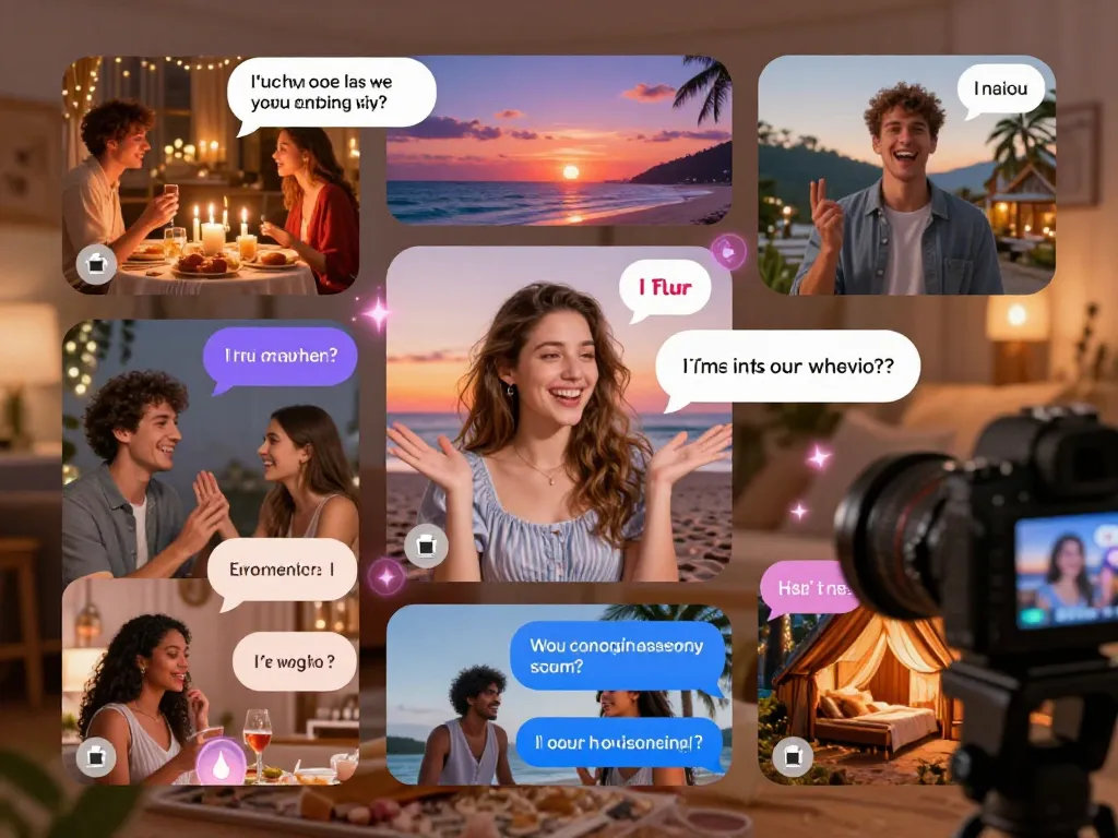 Diverse avatars in a vibrant digital chatroom engaging in ai sex chat interactions with a charismatic AI companion.