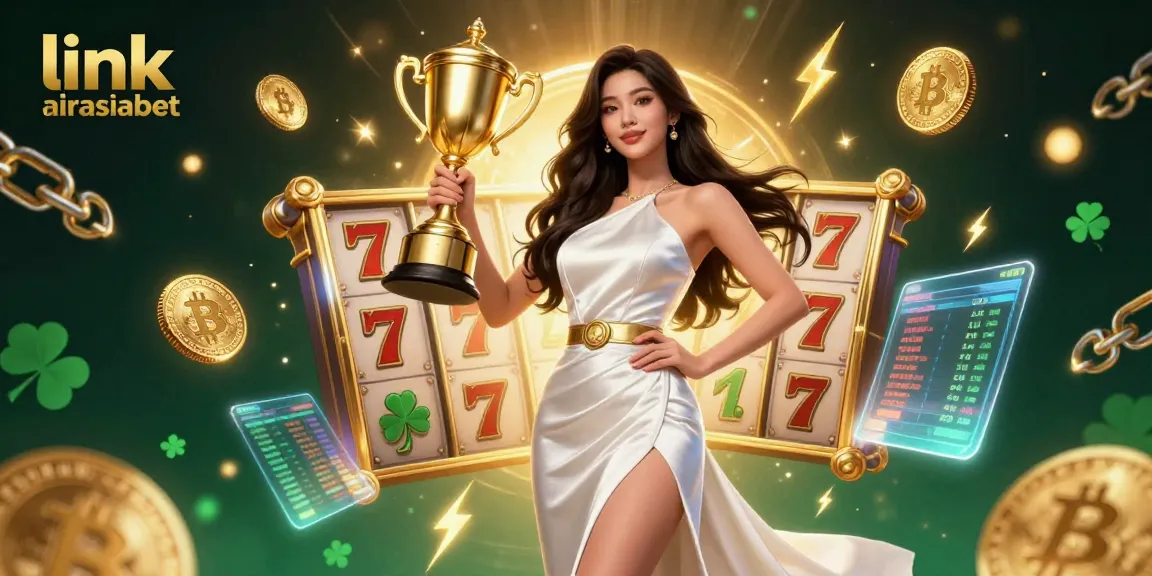 Engage with link airasiabet and celebrate winnings in a vibrant casino scene featuring slot game elements.