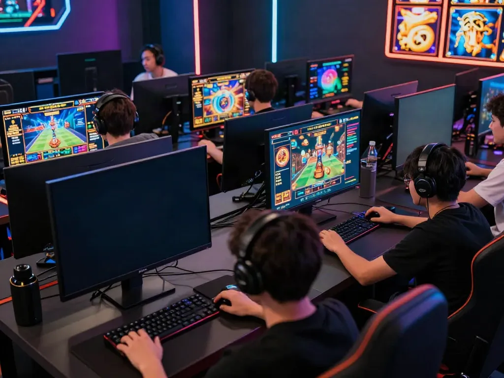 Dynamic gaming scene at Bro138, players enjoying high-stakes slot games.