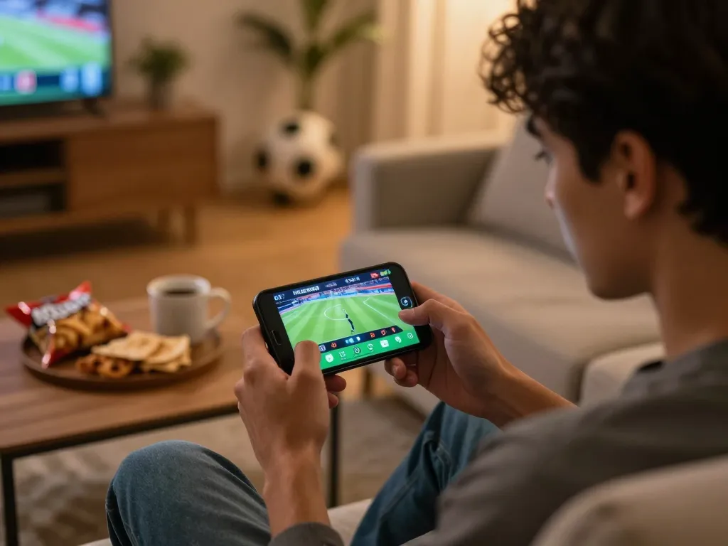 Engaging in live soccer updates on kqbd app while sitting comfortably at home