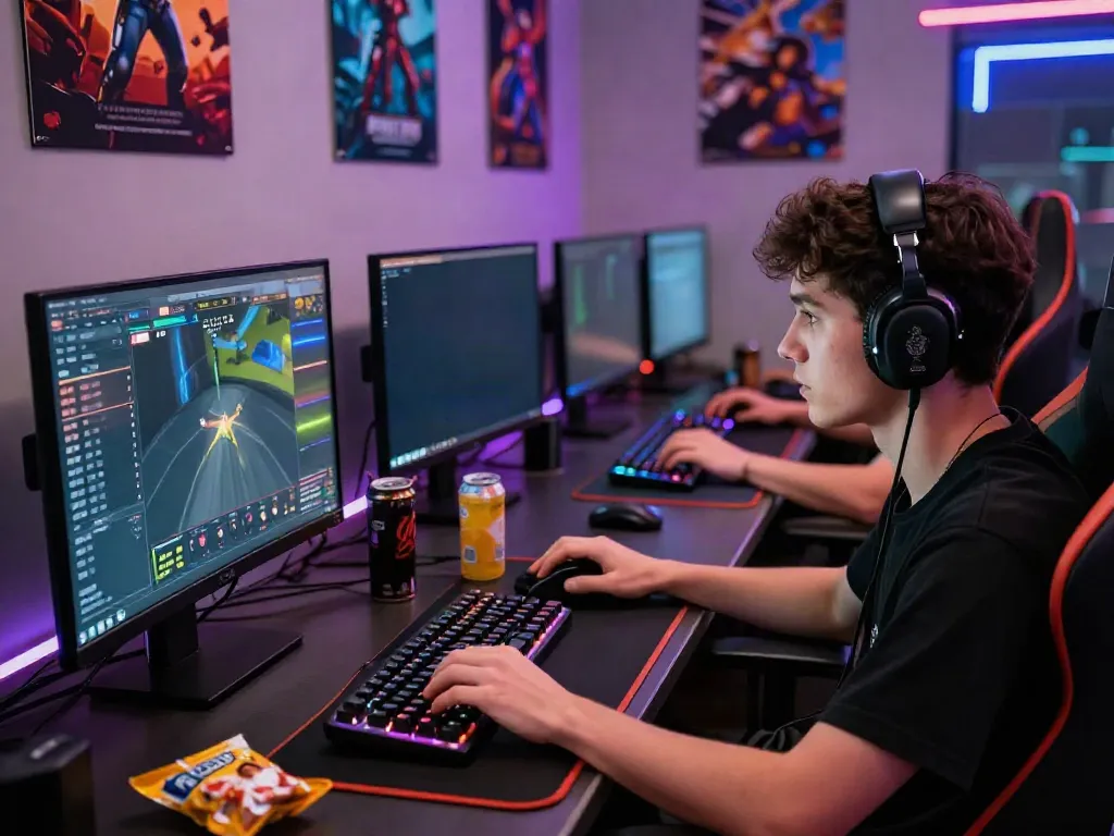 Intense online gaming session featuring unsurtoto with colorful graphics and vibrant atmosphere.