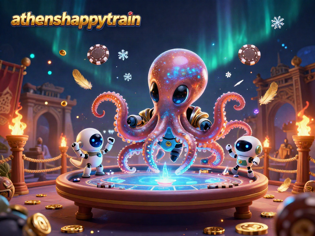 Join the vibrant gaming world of athenshappytrain with an alien octopus and poker excitement!