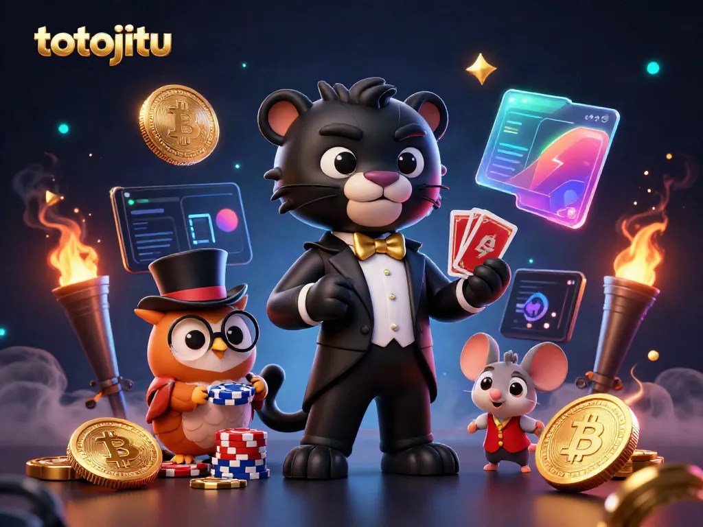 Engaging scene of the stylish black panther dealing cards at a casino, featuring ornate elements and the keyword totojitu.