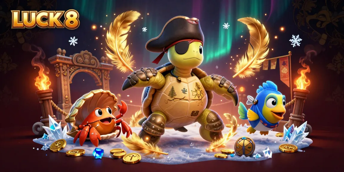 Experience the thrill of LUCK 8 with a vibrant underwater casino adventure featuring playful characters and treasures.