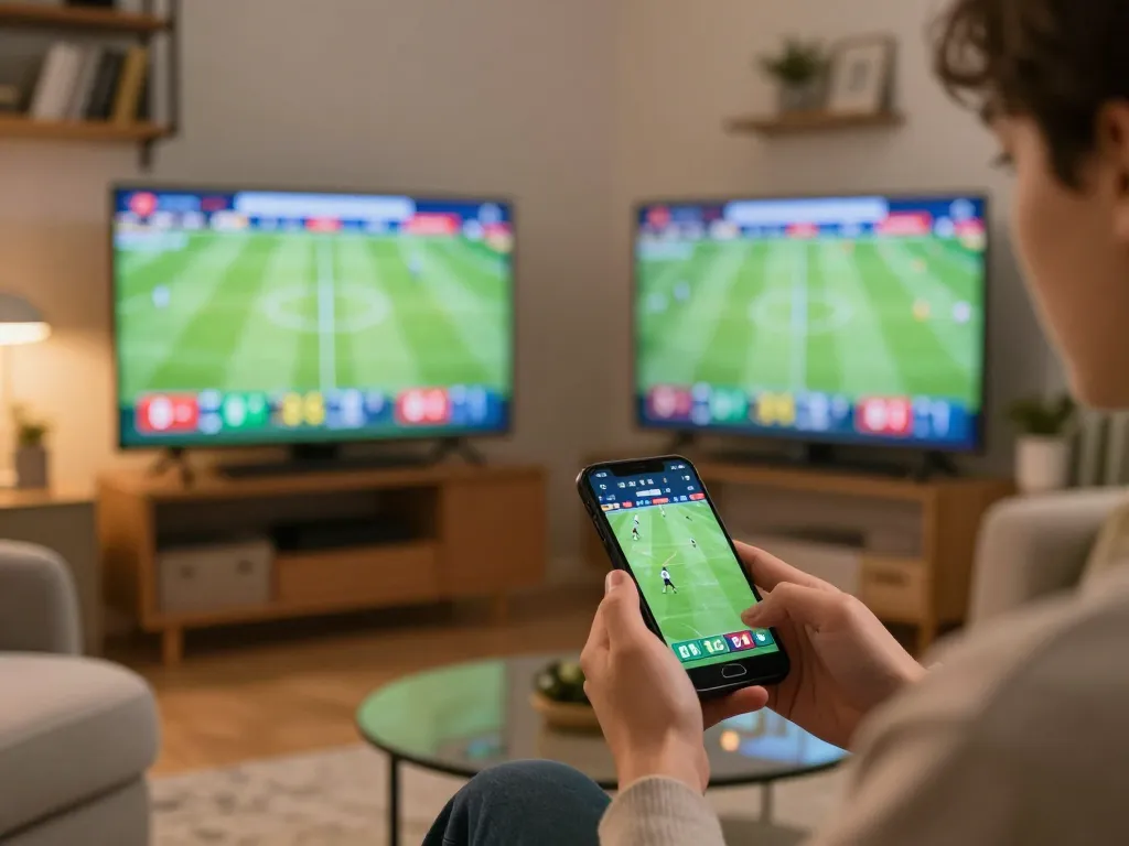 Soi Kèo user reviewing betting odds on smartphone in a cozy home environment.