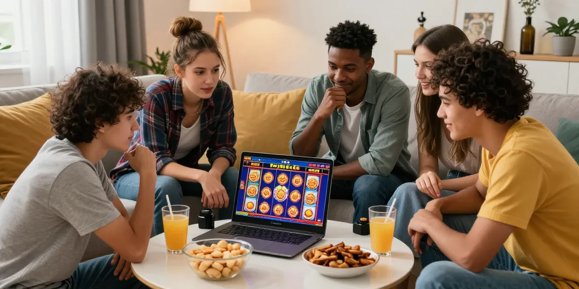 Friends enjoying pajaktoto slot online gaming night in a cozy living room.