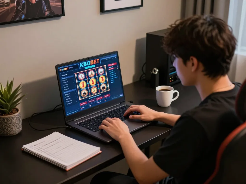 편안한 홈 스튜디오에서 온라인 카지노 슬롯을 즐기는 KBOBET 플레이어