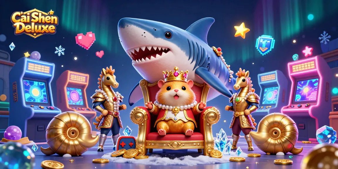 Cai Shen Deluxe: Experience thrilling wins with a vibrant, cartoon-style casino illustration featuring a fierce hamster king.