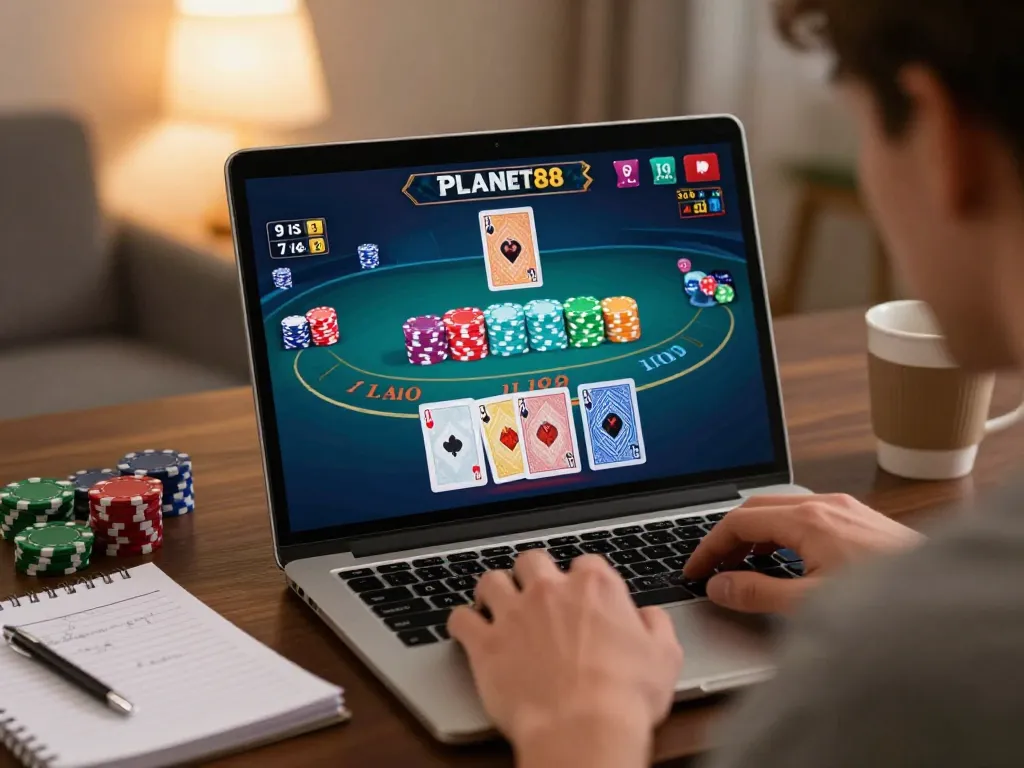 Engaging player strategizing for baccarat at home on PLANET88 gaming interface