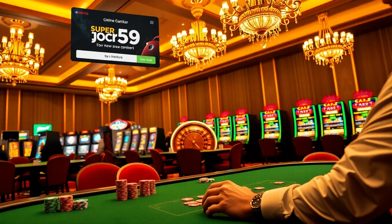 Join the excitement at Super59 daftar poker table with vibrant chips and a spinning roulette wheel.