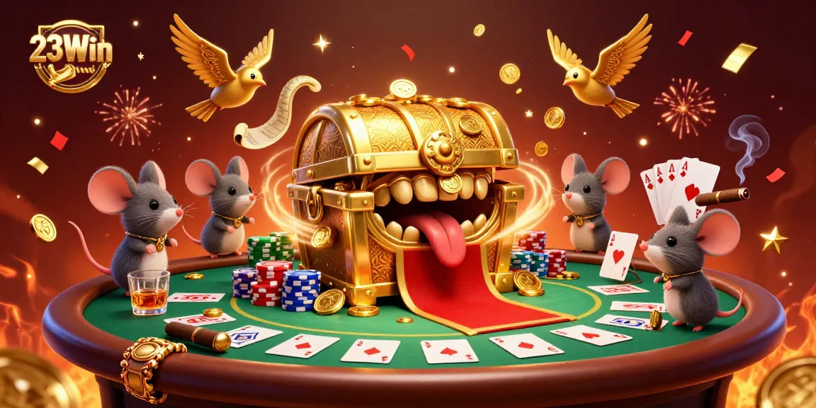 Experience thrilling wins at 23Win with a vibrant 3D casino scene filled with poker action and rich visuals.