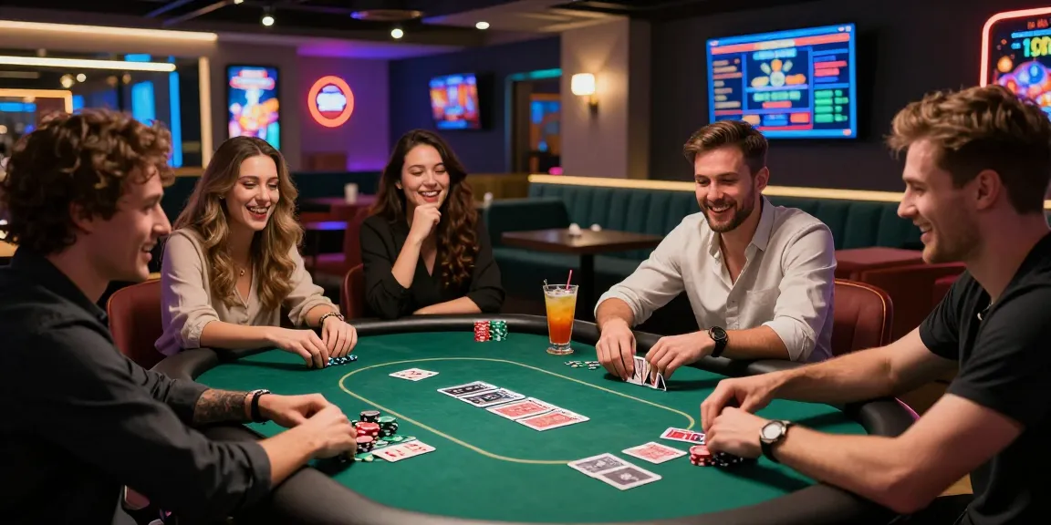 Exciting poker game with friends showcasing the best non UK casinos experience.