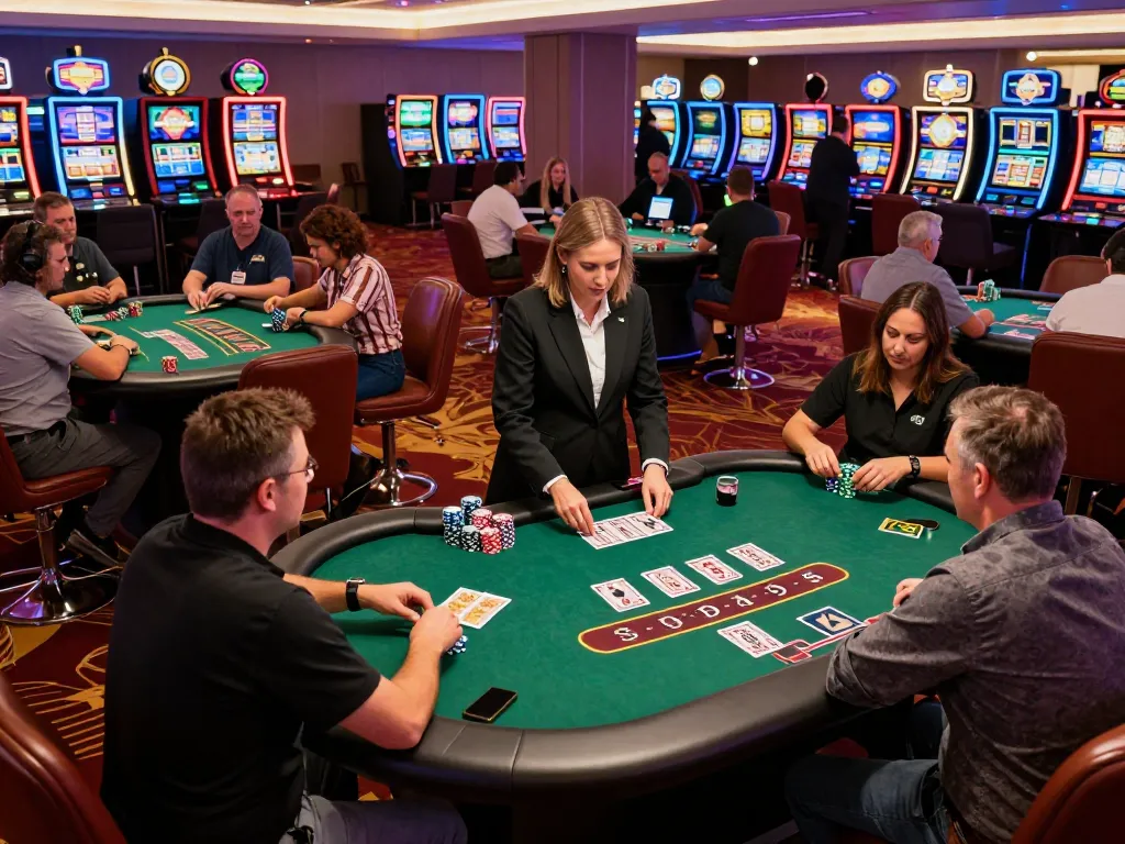 mm88 players strategizing at blackjack tables in a vibrant casino atmosphere
