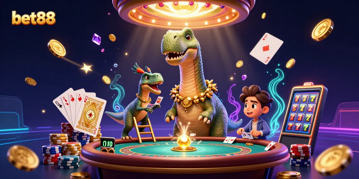 Experience thrilling gaming adventures with bet88 in a vibrant 3D casino scene filled with excitement.