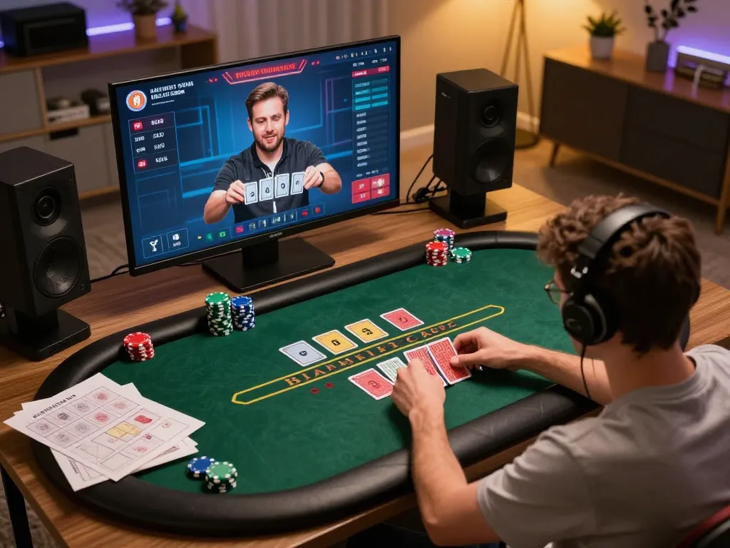 hi88 player enjoying a live dealer blackjack game from the comfort of home