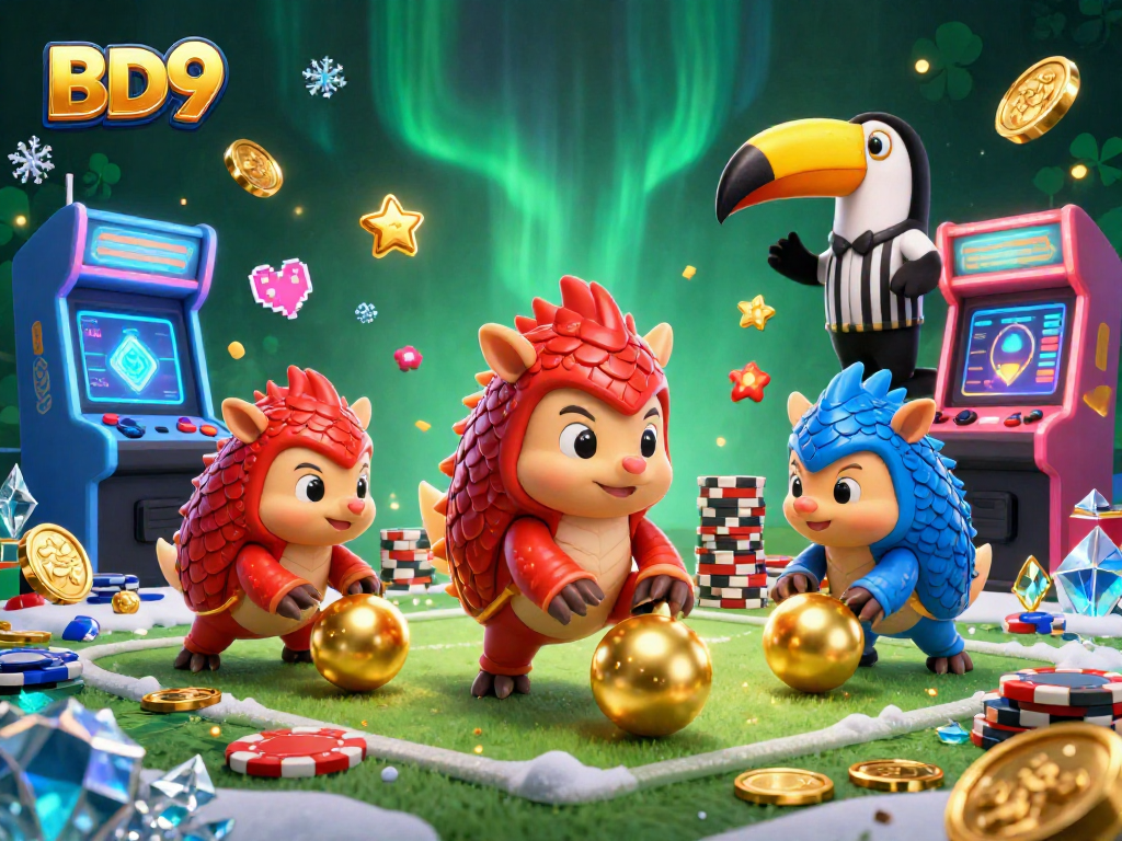 BD9 platform features engaging colorful characters playing a vibrant casino game with energetic gaming elements.