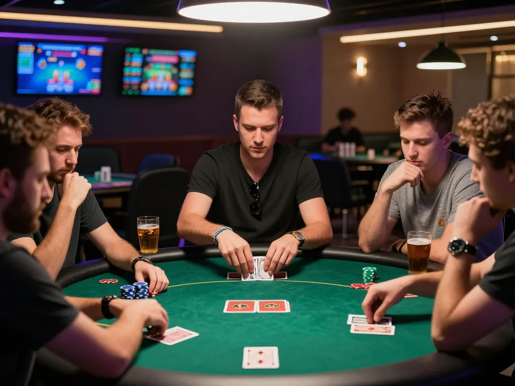 KADAL778 poker game scene showcasing players engaging in strategic gameplay with chips and cards.