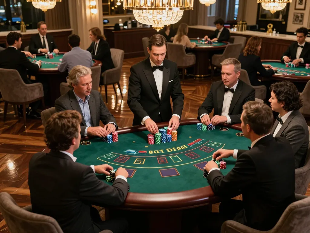 Engaged players at a DH88 blackjack table showcasing strategic gameplay and vibrant atmosphere.
