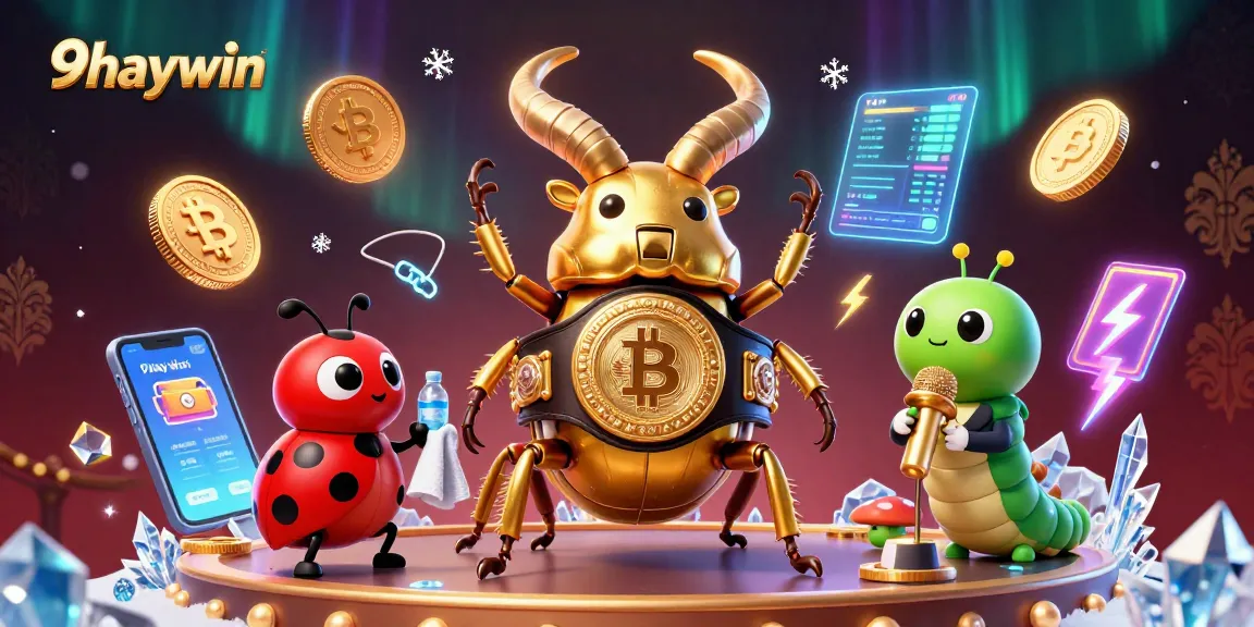 Experience the excitement of 9haywin with dynamic casino-themed illustration featuring playful characters and gaming elements.