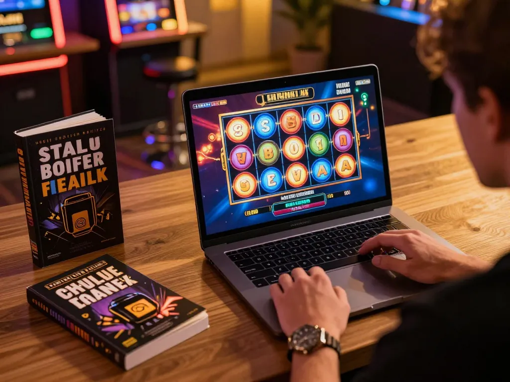 DU88 player enjoying an interactive slot machine experience on their laptop, highlighting strategic gameplay.
