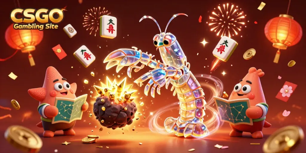 Experience thrilling gameplay at CSGO Gambling Site with vibrant galactic characters amidst astonishing gems and elements.