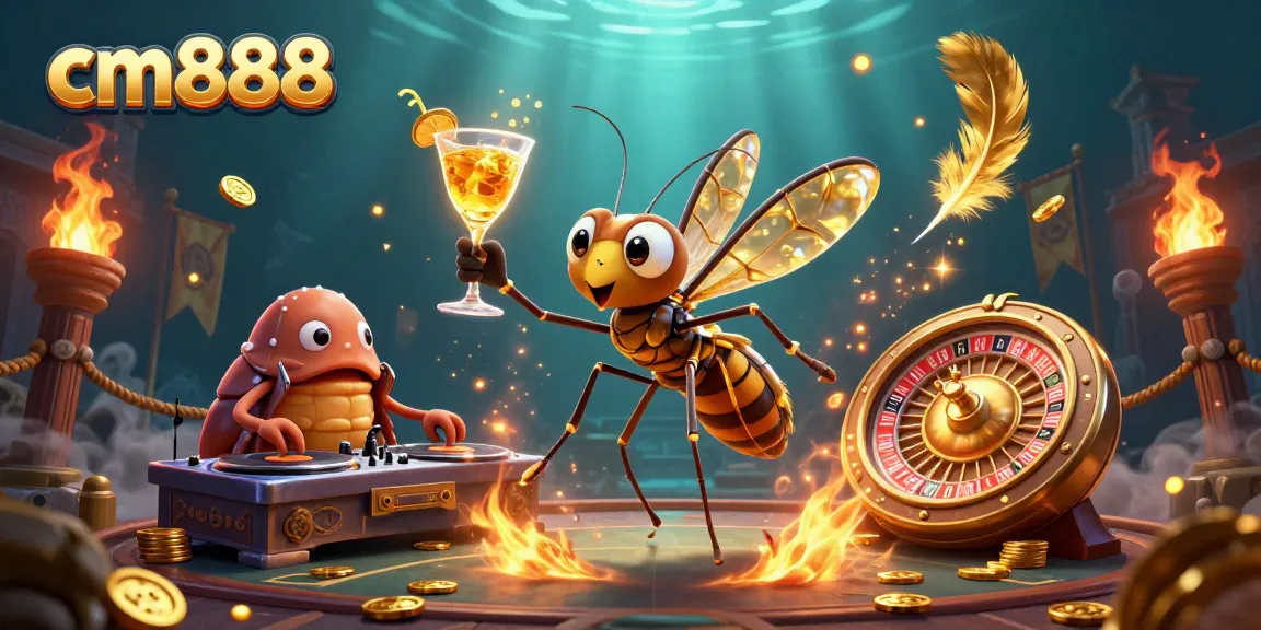 Experience vibrant casino excitement with cm888, featuring a golden roulette wheel and engaging characters.