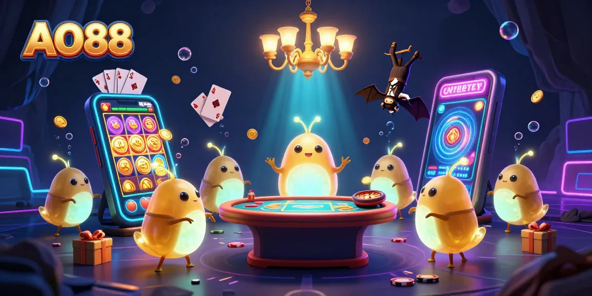 Experience the vibrant AO88 online casino with a glowworm team lighting up a winning scene!