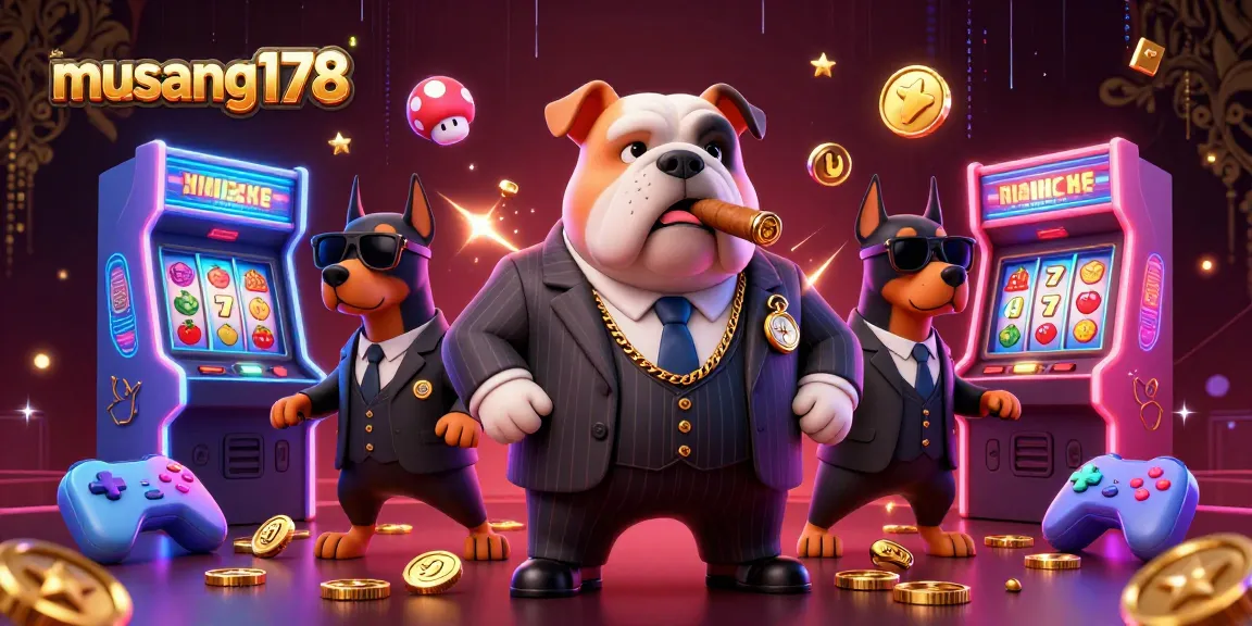 Taruhan dengan musang178: ilustrasi kasino modern dengan karakter mafia dan elemen permainan slot.