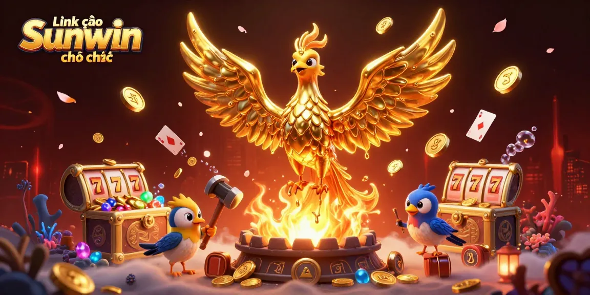 Experience thrilling gameplay with Link vào Sunwin chính thức in this energetic 3D illustration featuring exciting casino elements.