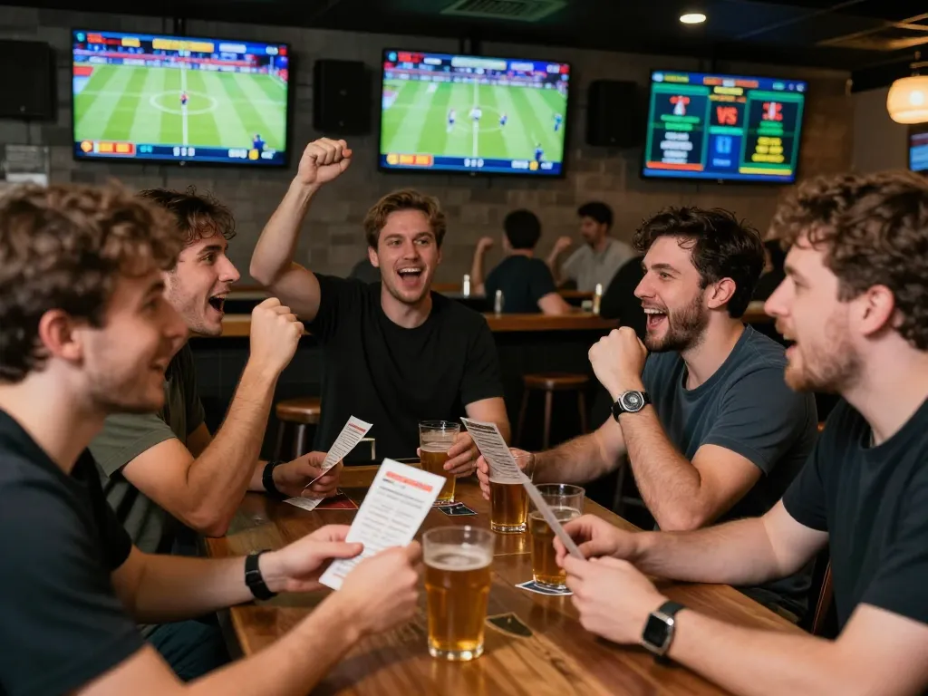 Friends cheering on their favorite team while sports betting at RR88.