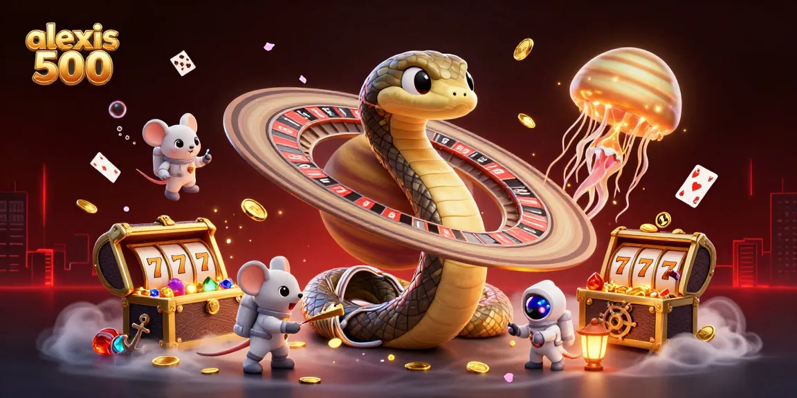 Engage in thrilling gameplay with alexis 500 via dynamic casino-themed 3D illustration.