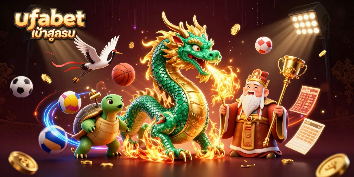 Experience the excitement of ufabet เข้าสู่ระบบ through a dynamic 3D illustration of fantasy and sports elements.