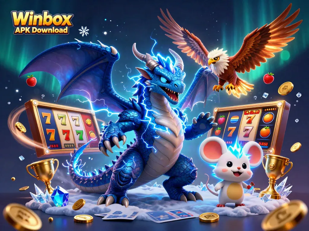 Bet on big wins with vibrant Winbox APK Download illustration showcasing casino excitement.