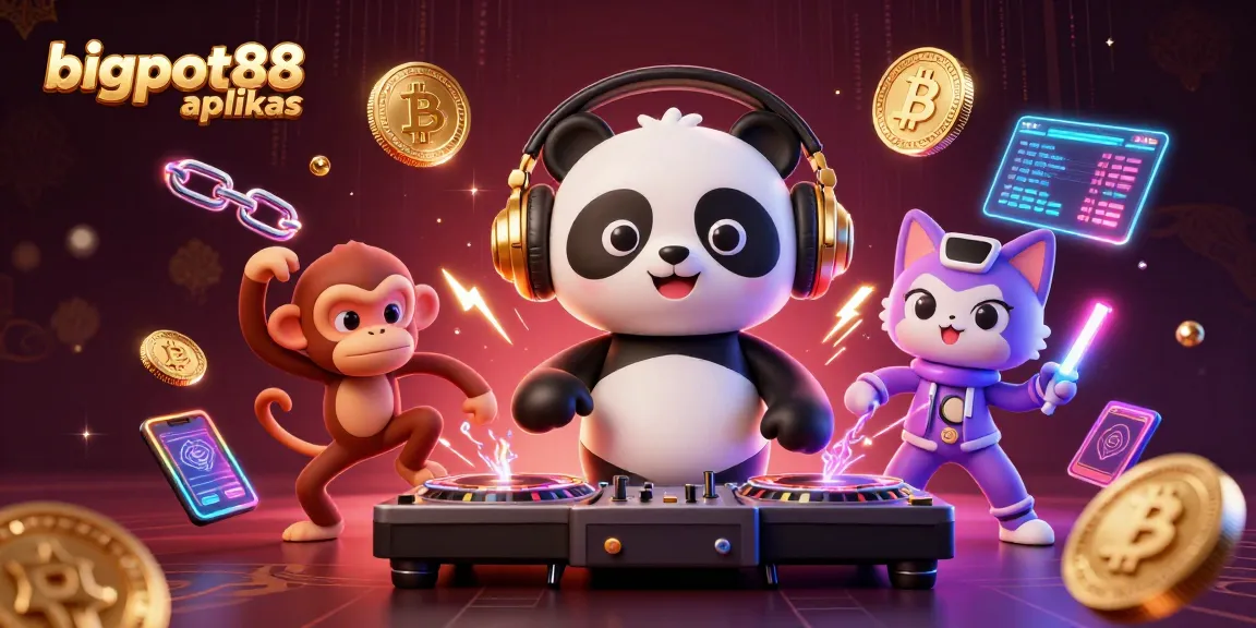 Engage in vibrant gameplay with bigpot88 aplikas featuring a DJ panda, breakdancing monkey, and glowing elements.