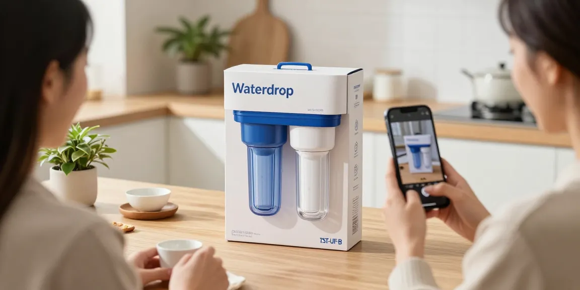 Waterdrop TST-UF-B 0.01 Micron Ultra-Filtration Under Sink Water Filter in a product review setup for online shopping.