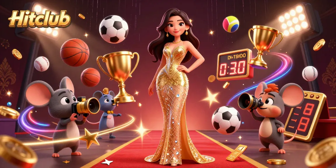 Win exciting prizes at Hitclub with a glamorous gaming experience in this dynamic casino scene.