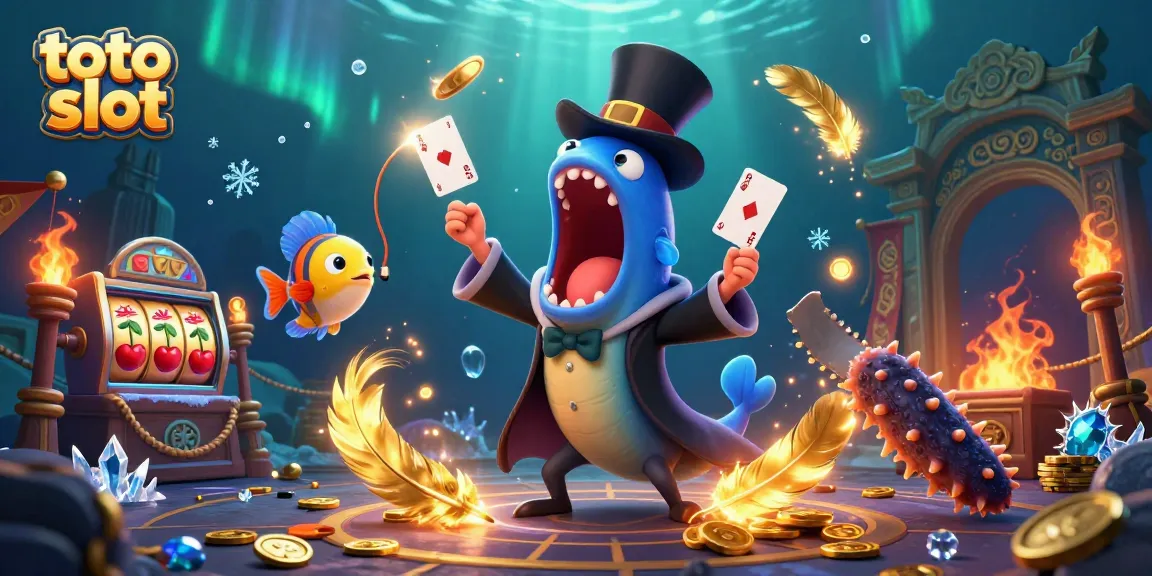 Engage with toto slot excitement in an underwater magic scene with vibrant characters and elements.